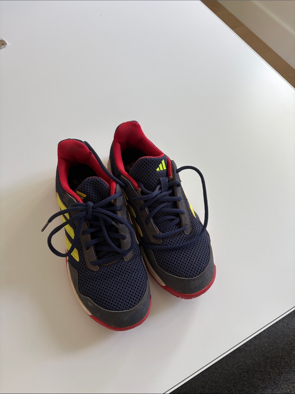 adidas Navy Sneakers with Yellow Accents and Red Trim - Kids